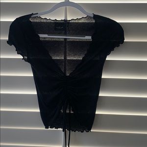Black tee with tie detailing